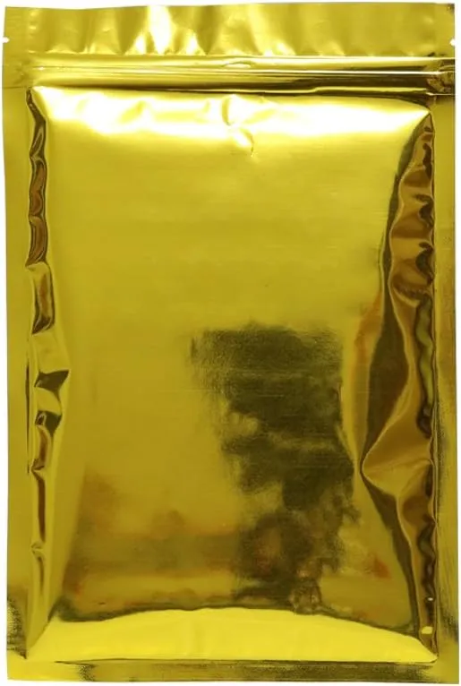 100 Double-Sided Matte Glossy Colored Flat Foil QuickQlick™ Zip Seal Sample Food Safe Packaging Powdered Storage Bags (3.5oz, Glossy Gold)