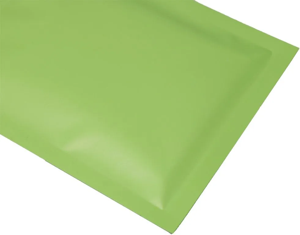 100 Double-Sided Matte Green Flat Mylar Ziplock Sample Food Safe Packaging Powdered Storage Bags (3oz, Matte Green)