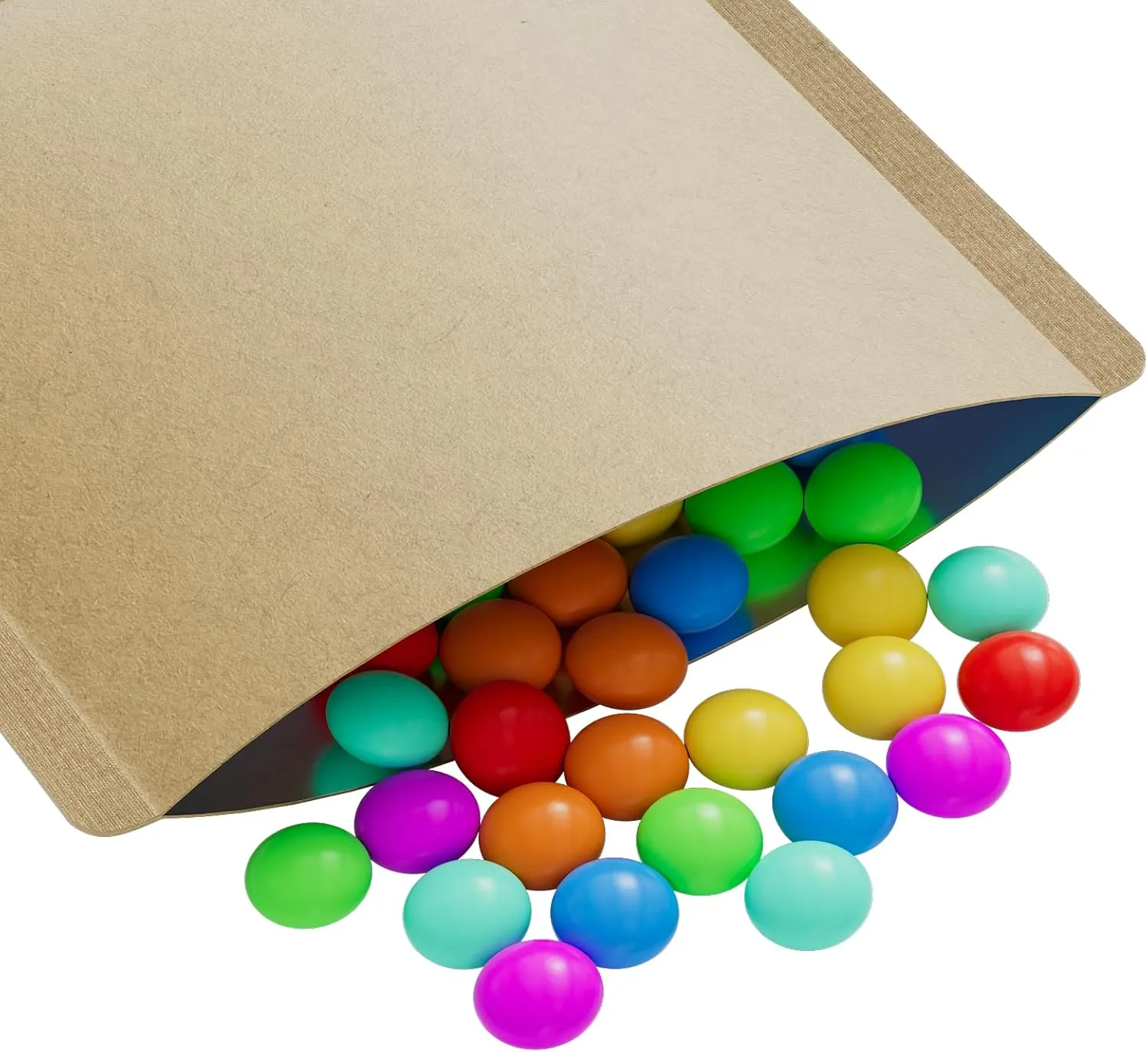100 Kraft Paper Mylar Foil Flat Open Bottom Bags with Tear Notches for Sample Pack Travel Kit (Brown Kraft, 3.1 inches x 3.1 inches)