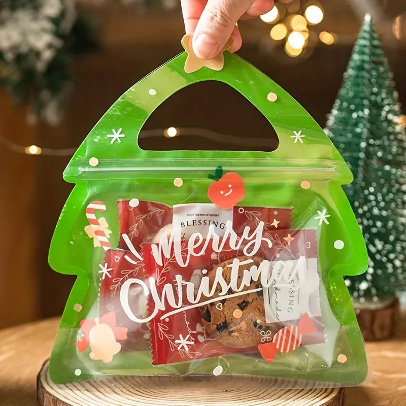 10pcs Special Shaped Christmas Gift Bags, Perfect For Birthdays, Parties And Candy Biscuit Chocolate Packaging