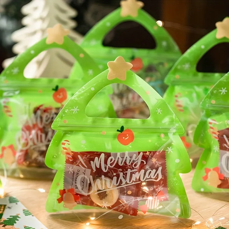 10pcs Special Shaped Christmas Gift Bags, Perfect For Birthdays, Parties And Candy Biscuit Chocolate Packaging