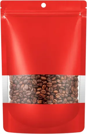 110 Pack Stand up Matte Metallic Ziplock Bags with Clear Front Window Heat-Sealable Resealable Solid Color Pouches for Food Storage Containers Organizer(Red,5.9 * 8.6 inch,Pack of 110)