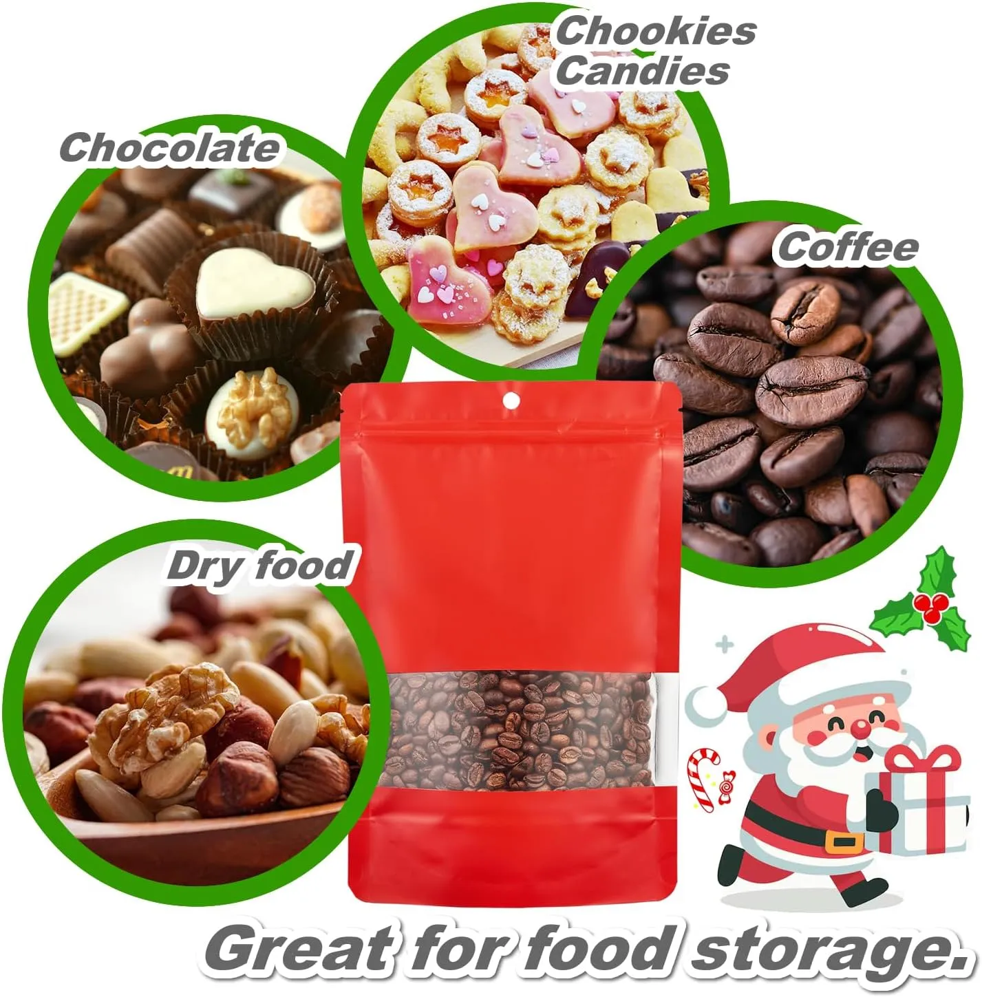 110 Pack Stand up Matte Metallic Ziplock Bags with Clear Front Window Heat-Sealable Resealable Solid Color Pouches for Food Storage Containers Organizer(Red,5.9 * 8.6 inch,Pack of 110)
