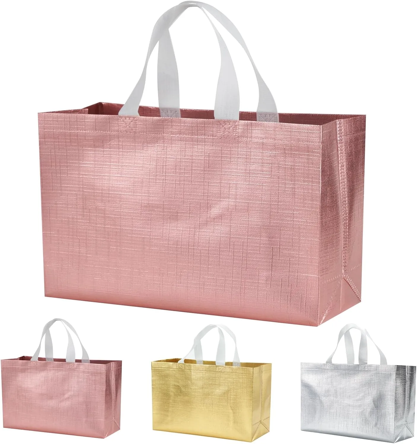 12 PCS 15.5x4.7x11 Inches Mix Color Extra Large Reusable Gift Bags With Handles - XL Goodie and Birthday Party Favor Bags