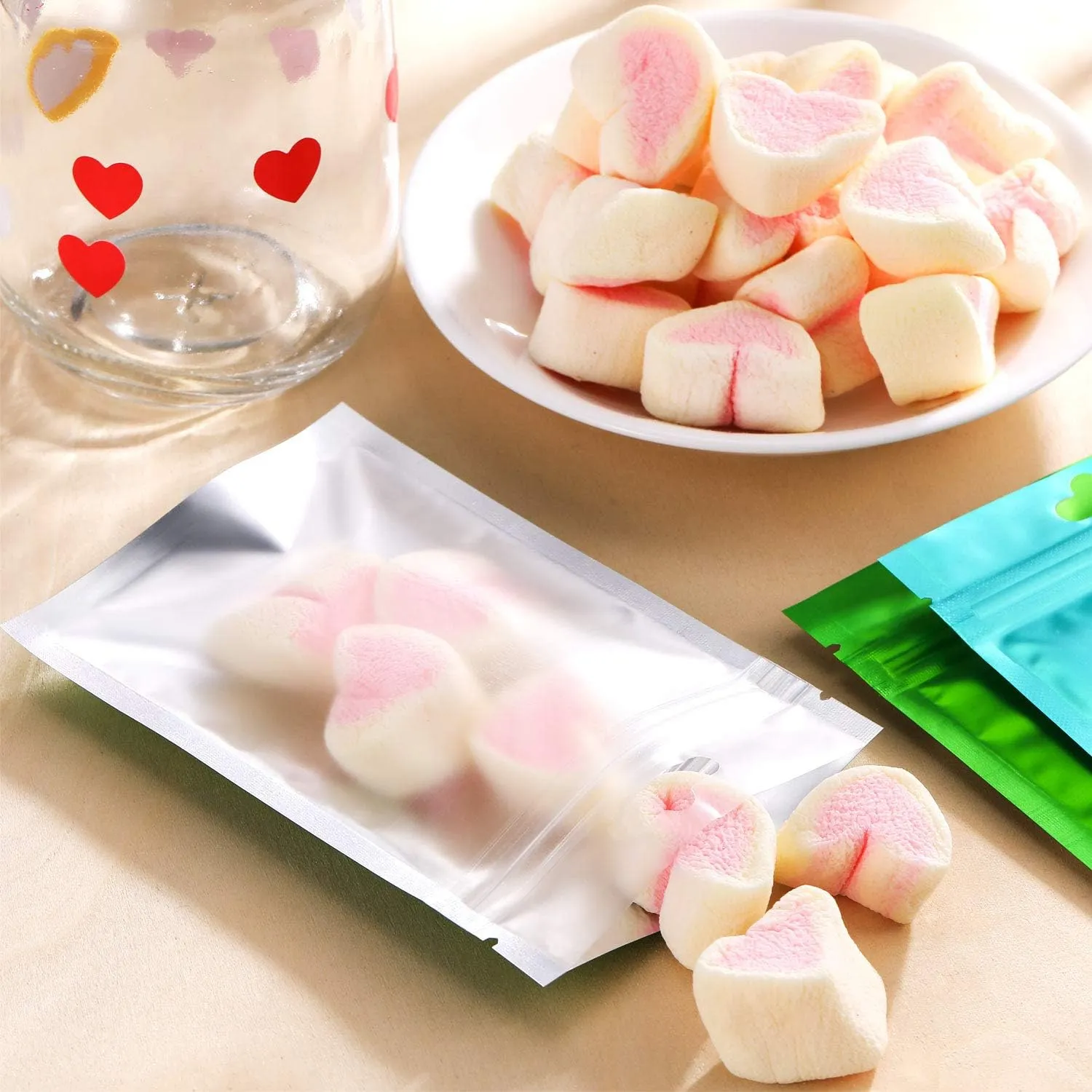 200 Pieces Film Resealable Bags Polyester Odor Proof Bags Aluminum Foil Food Storage Metallic Flat Zipper Sealable Pouch for Small Business Packaging Weed Candy Sample(9 x 15 cm,Multicolor)