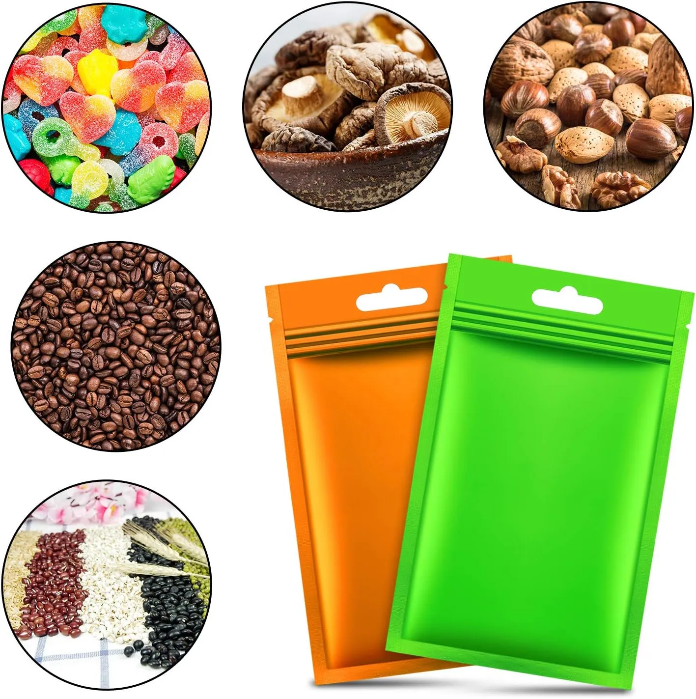 200 Pieces Film Resealable Bags Polyester Odor Proof Bags Aluminum Foil Food Storage Metallic Flat Zipper Sealable Pouch for Small Business Packaging Weed Candy Sample(9 x 15 cm,Multicolor)