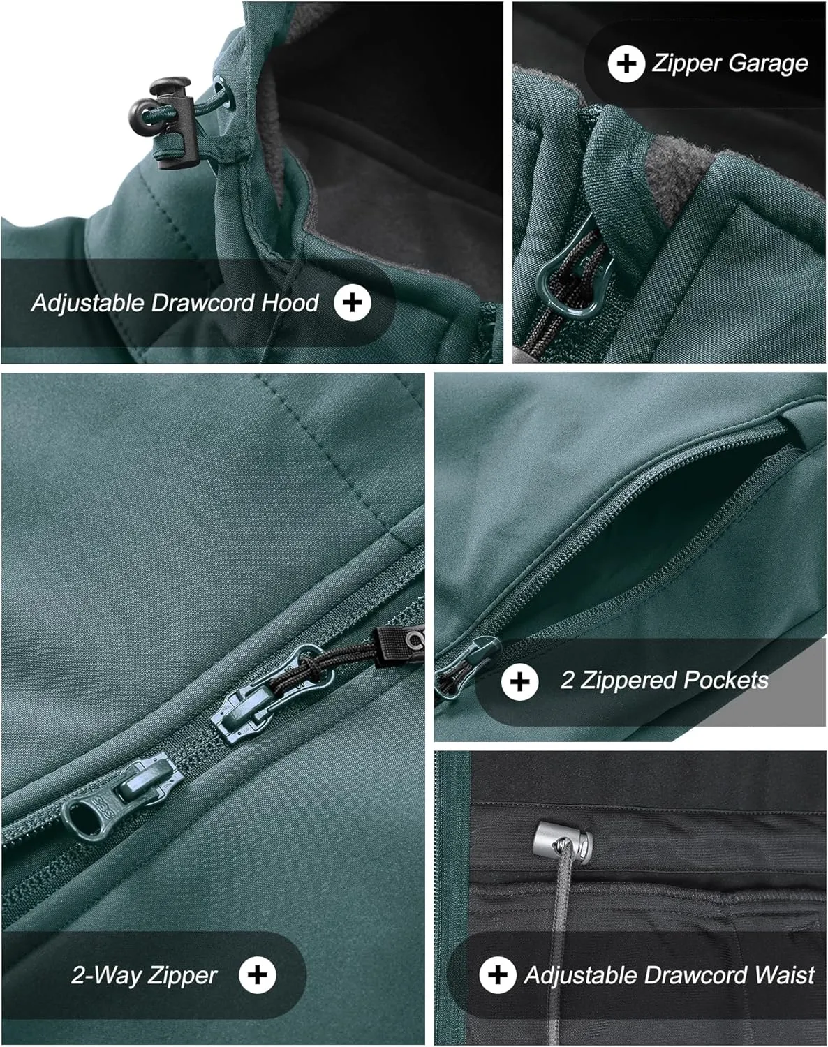 33,000ft Women's Waterproof Softshell Long Rain Jacket with Hood Fleece Lined Windproof Windbreaker