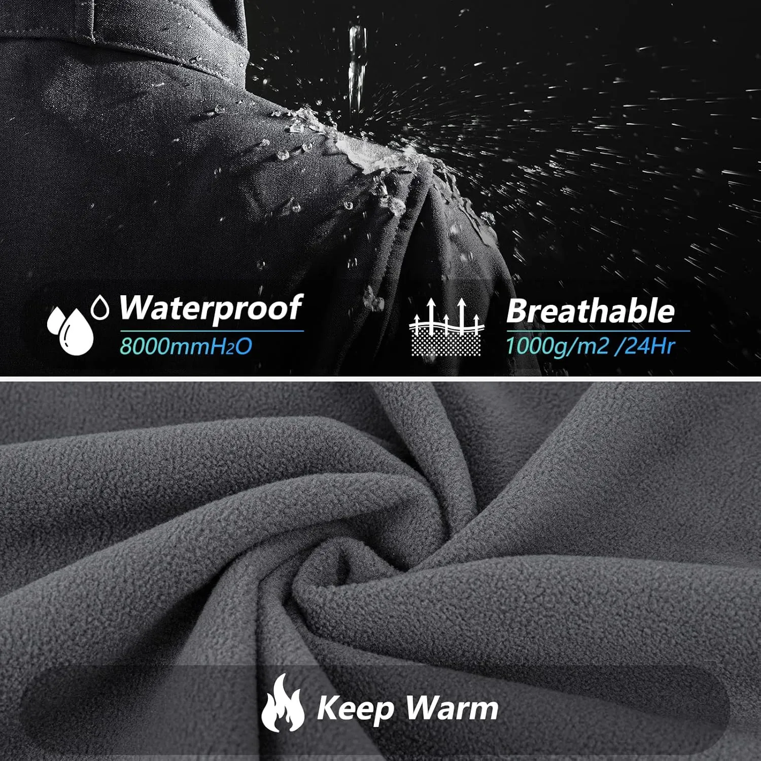 33,000ft Women's Waterproof Softshell Long Rain Jacket with Hood Fleece Lined Windproof Windbreaker