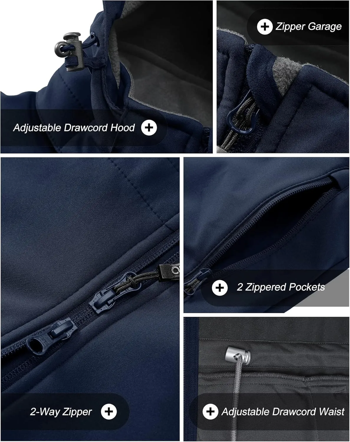 33,000ft Women's Waterproof Softshell Long Rain Jacket with Hood Fleece Lined Windproof Windbreaker