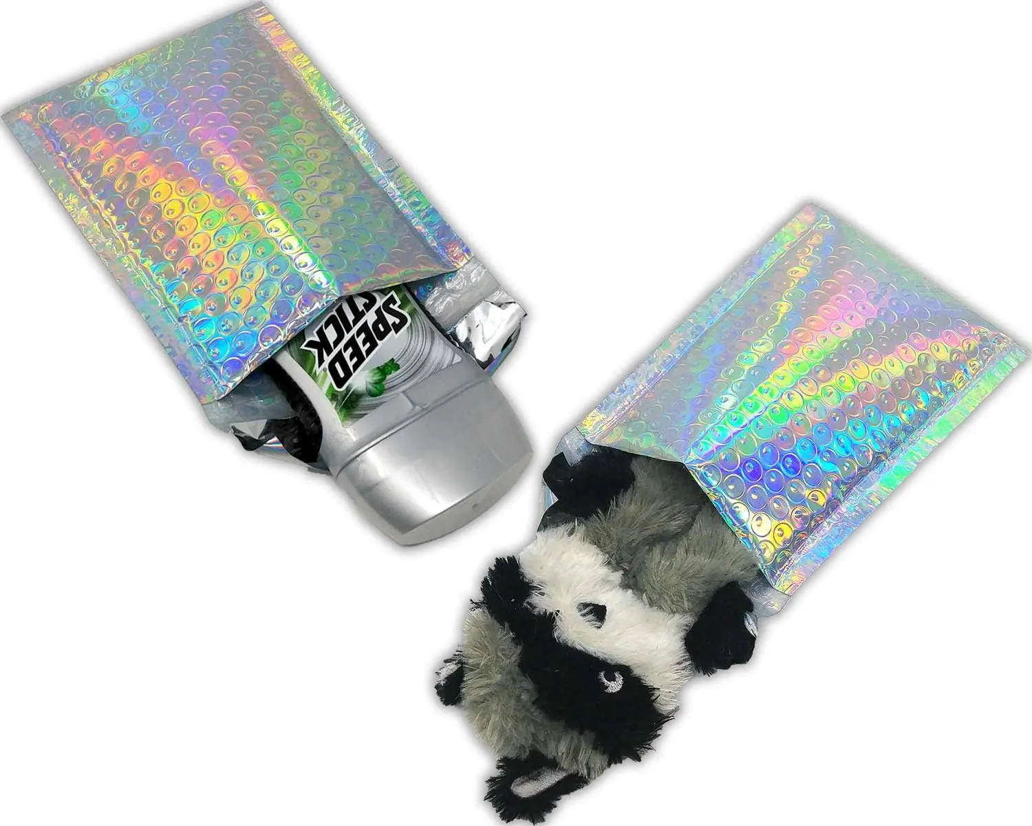 4X8 Holographic Bubble Mailers, Reflective Water Resistant Metallic Padded Shipping Mailing Envelope Bags W/Kissy Stickers (40)