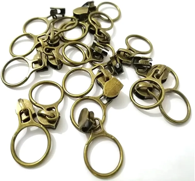 #5 Antique Brass Metallic Nylon Coil Zippers by The Yard Bulk Black Tape 10 Yards with 20pcs Sliders for DIY Sewing Tailor Craft Bag (Anti-Brass Black)
