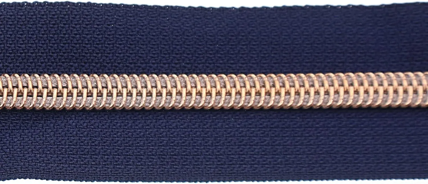 #5 Metallic Nylon Coil Zippers by The Yard, Bulk Zipper Tape 10 Yards with 25Pcs Pulls for DIY, Sewing, Craft, Bags YIGUANXIN