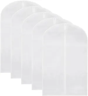 5 Pcs Clear Zipped Clothes Covers Waterproof Suit Bags Zip Lock Garment Bags Moth Proof Coat Bags Translucent Dress Covers Breathable Suit Protectors Clothes Storage Bags 60 x 100cm
