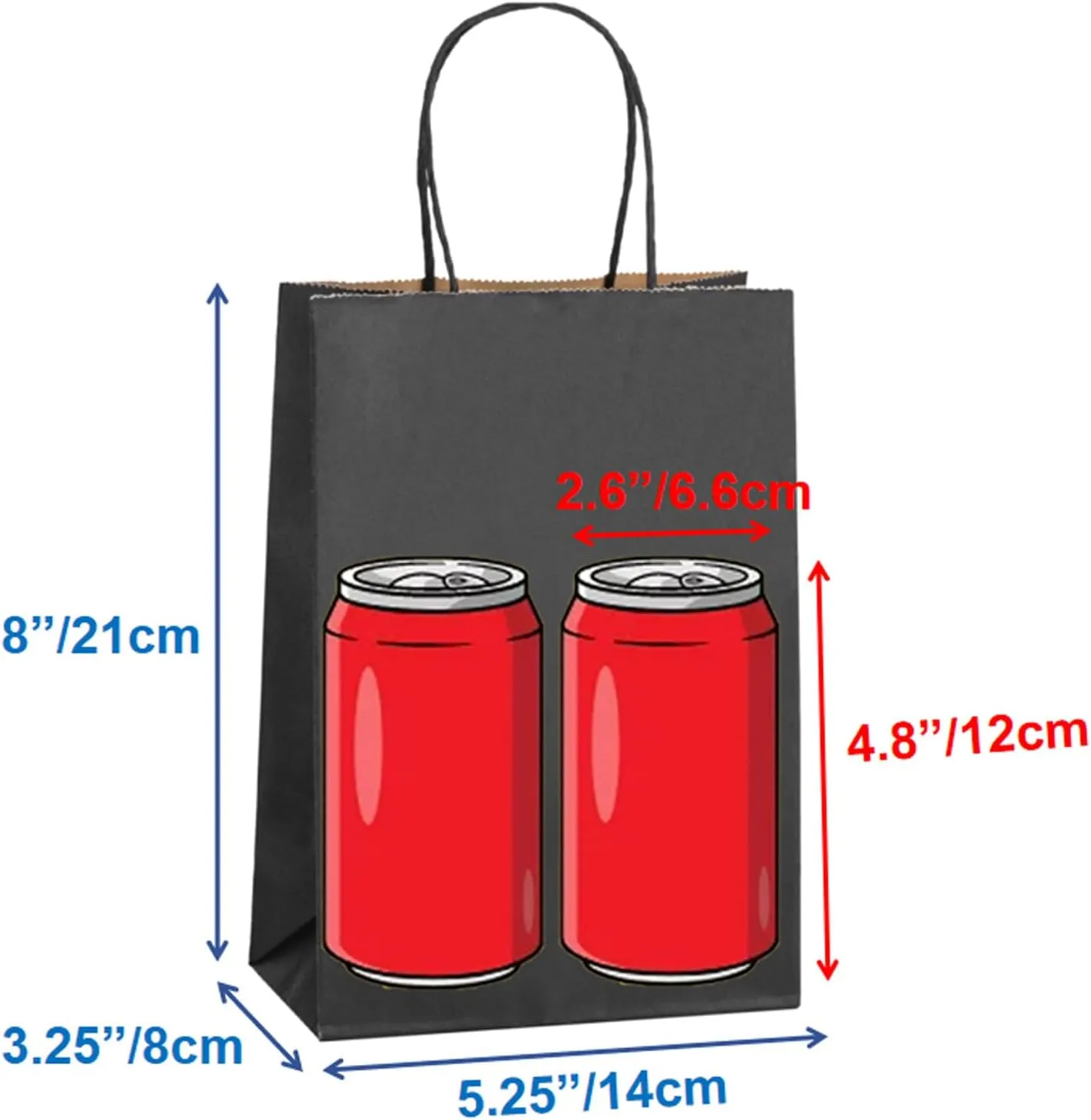 50 Pcs Gift Bags Small 5.25x3.25x8’’ Black Paper Bags With Handles Recycled Kraft Bag For Shopping, Business, Birthday, Party, Wedding, Retail, Easter, Mother's Day, Graduation