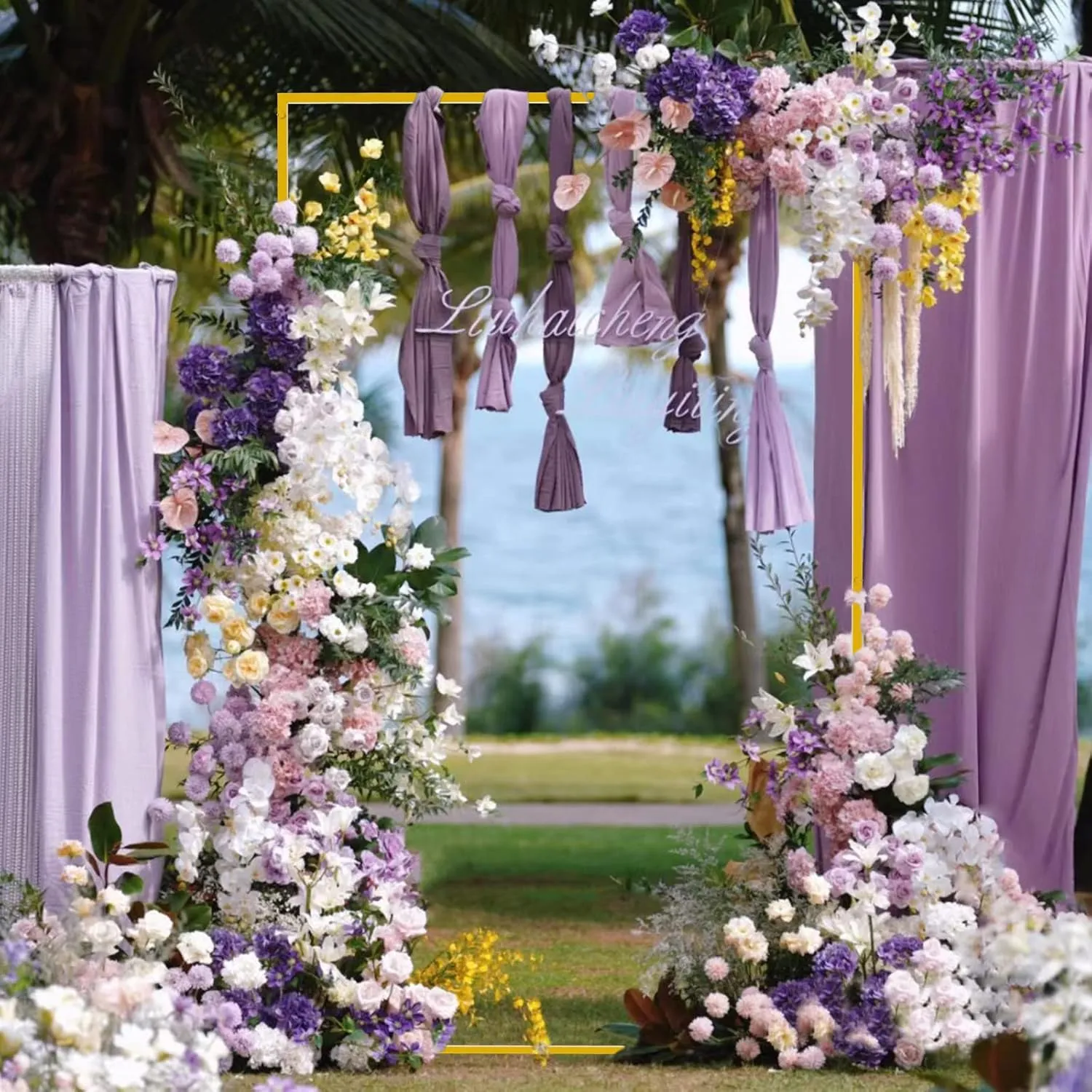 6.6FT x 3.3FT Gold Wedding Arches for Ceremony Rectangular Metal Balloon Arch Stand Kit Garden Floral Square Arch Frame Background for Anniversary Birthday Party Bridal Shower Decoration Home Decor