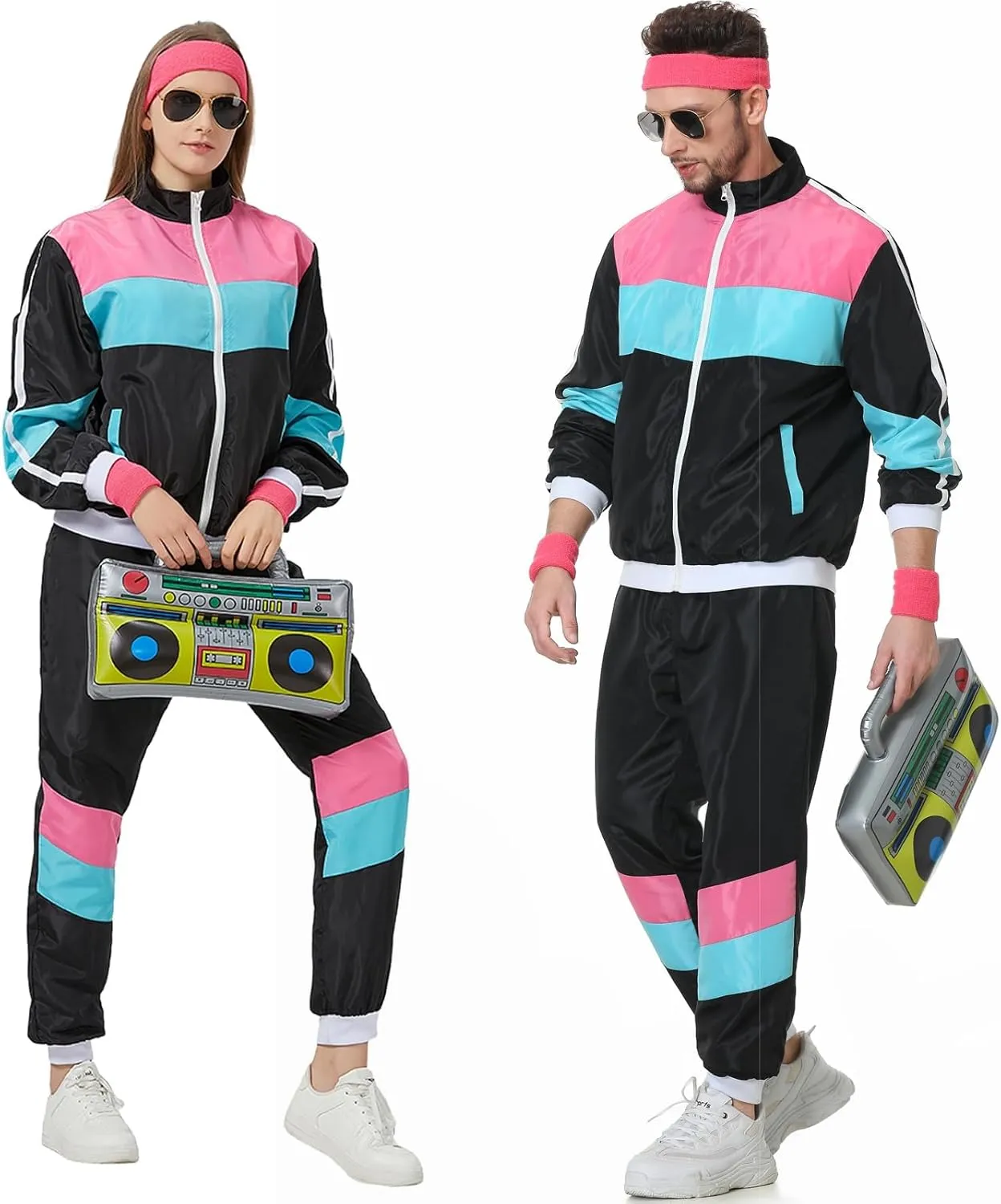 80s Tracksuit for Men Women 90s Windbreaker Retro Track Suit Costume 80s Outfit for Couples