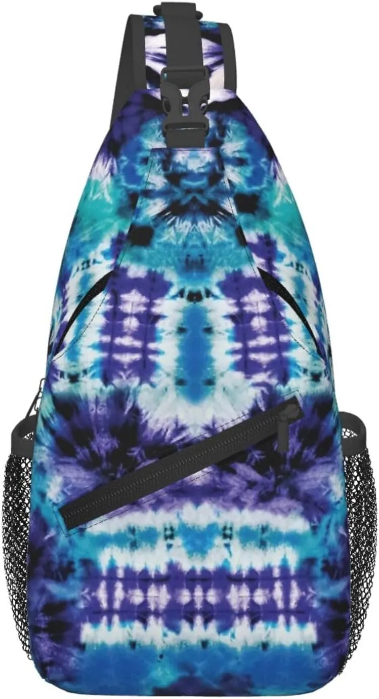 Abstract Rainbow Tie Dye Pattern Chest Bags Crossbody Sling Bag Shoulder Bag Travel Hiking Daypack For Men Women