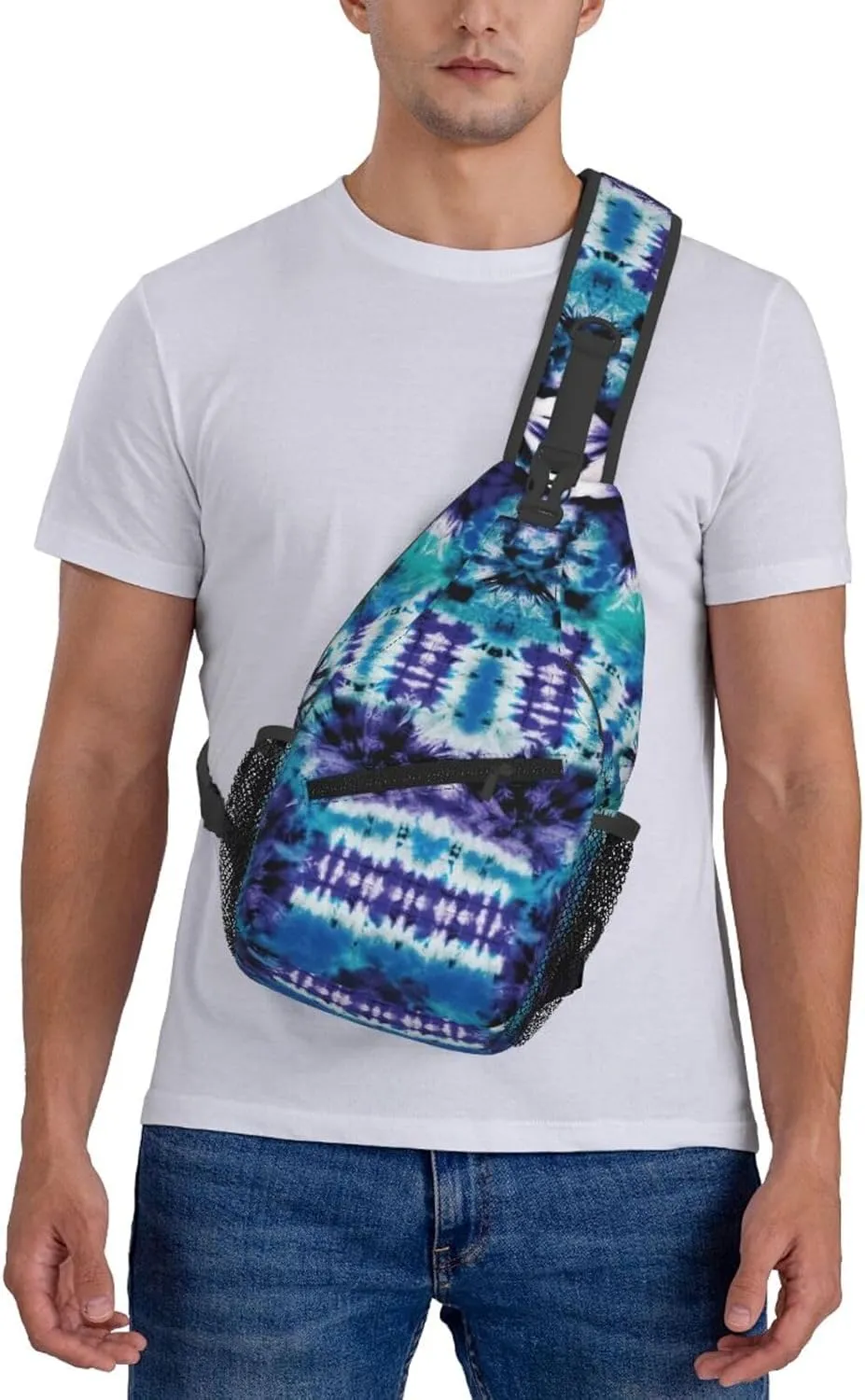 Abstract Rainbow Tie Dye Pattern Chest Bags Crossbody Sling Bag Shoulder Bag Travel Hiking Daypack For Men Women