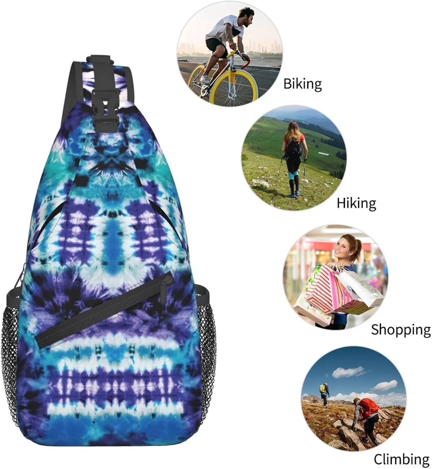 Abstract Rainbow Tie Dye Pattern Chest Bags Crossbody Sling Bag Shoulder Bag Travel Hiking Daypack For Men Women