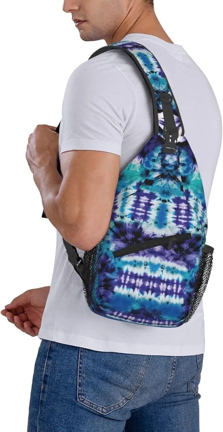 Abstract Rainbow Tie Dye Pattern Chest Bags Crossbody Sling Bag Shoulder Bag Travel Hiking Daypack For Men Women
