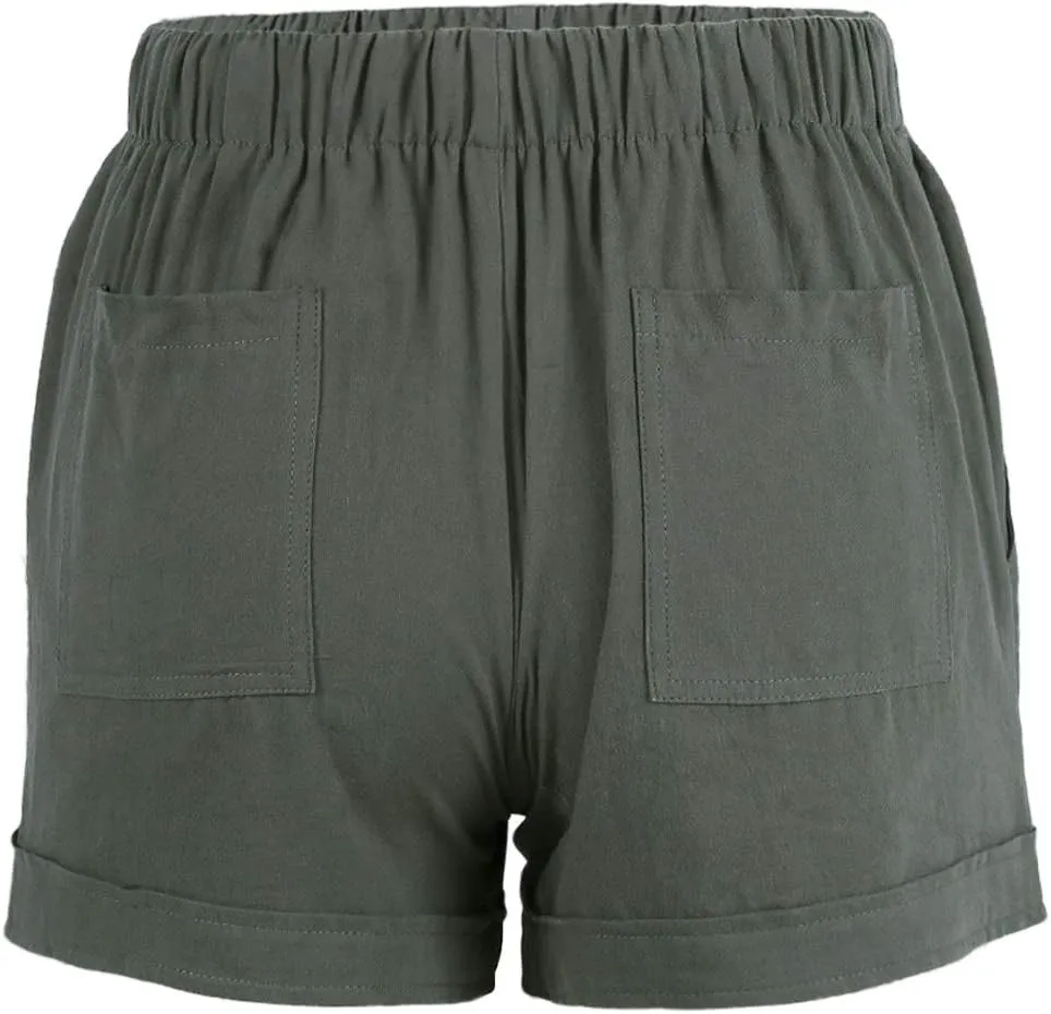Acelitt Women Comfy Drawstring Casual Elastic Waist Pocketed Shorts,S-3XL
