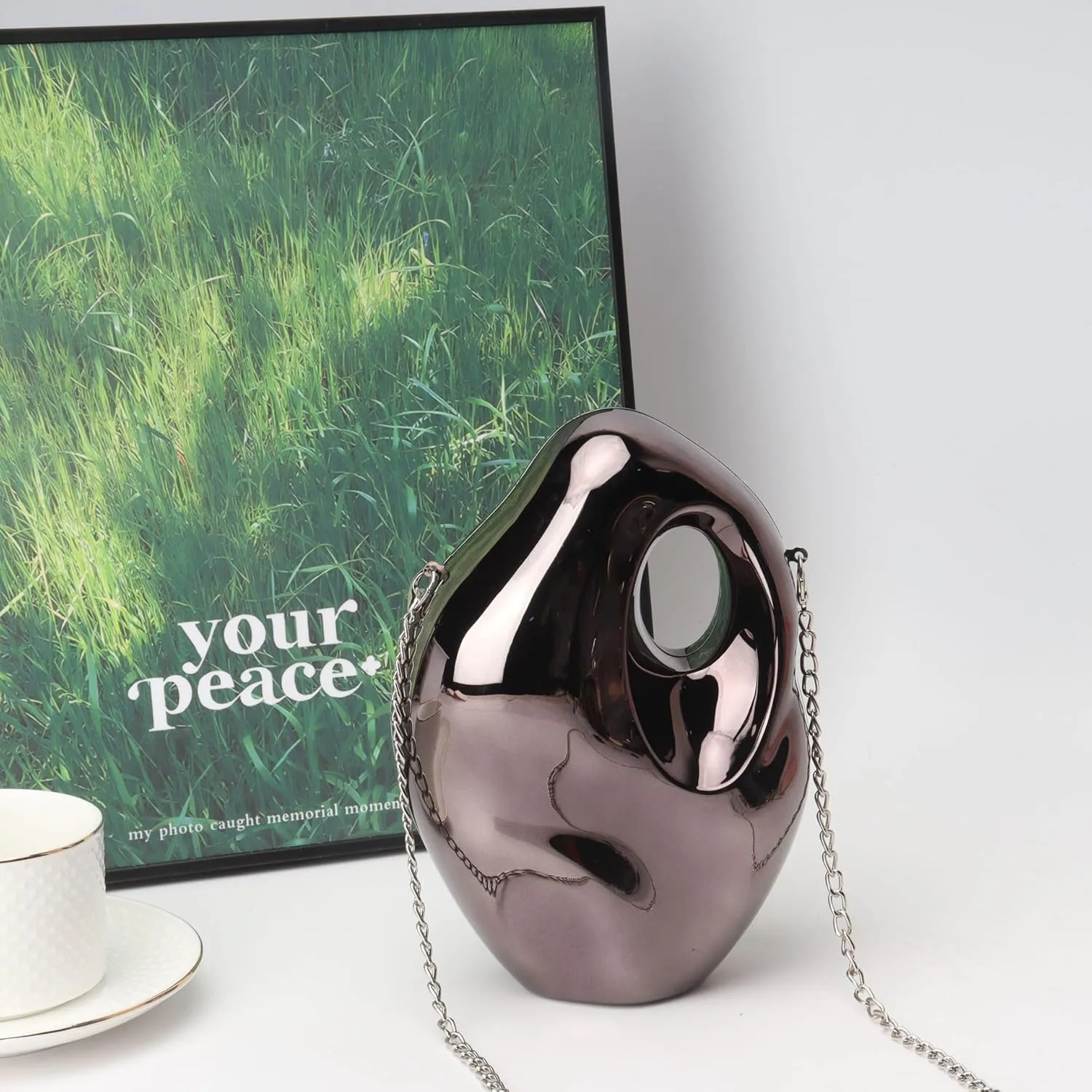 Acrylic Clutch Bags Meteorite Shape Metallic Handbag Unique Acrylic Purse Party Shoulder Bag for Women Evening