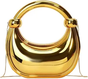 Acrylic Evening Clutch Purse for Women, Metallic Purse Evening Handbags Moon Hobo Bag, Gold Purse for Wedding Party Prom