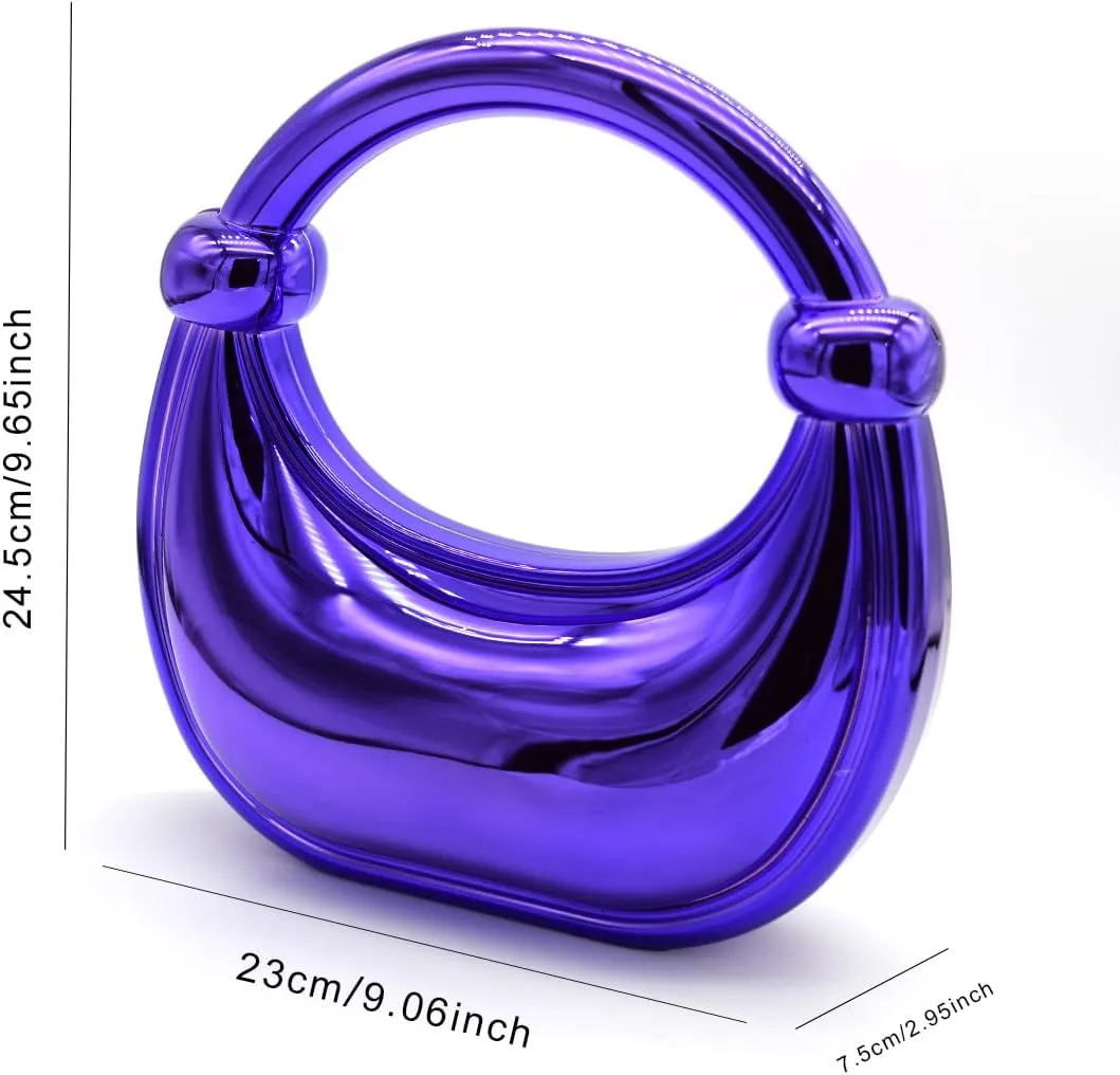 Acrylic Evening Clutch Purse for Women, Metallic Purse Evening Handbags Moon Hobo Bag, Gold Purse for Wedding Party Prom