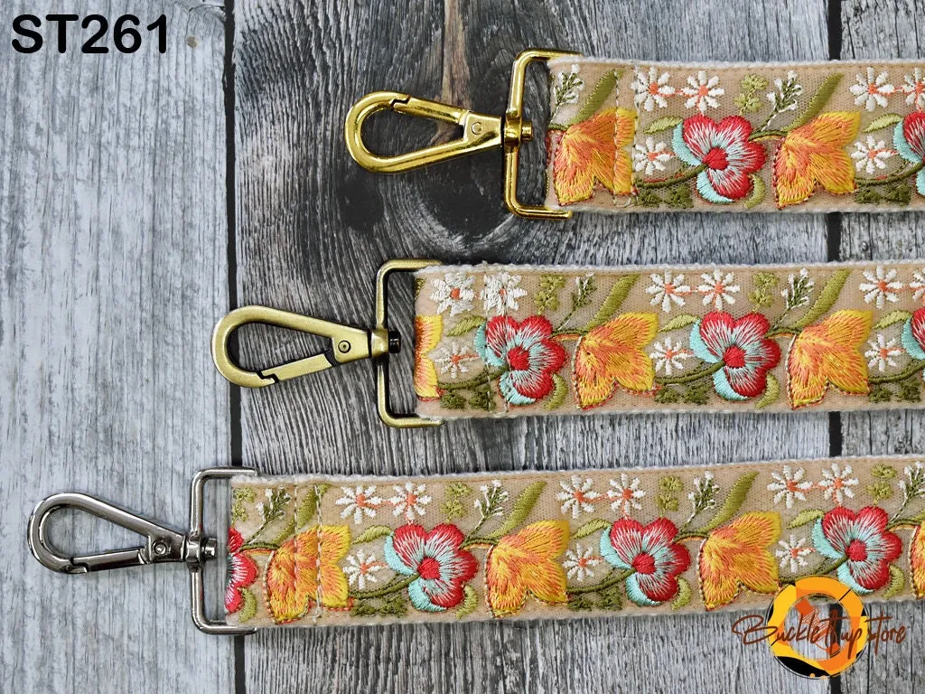 Adjustable Shoulder Tote Bags Strap Gift for Mother Messenger Bag Crossbody Straps  for Purses Embroidered Boho Guitar Strap Handbag Strap