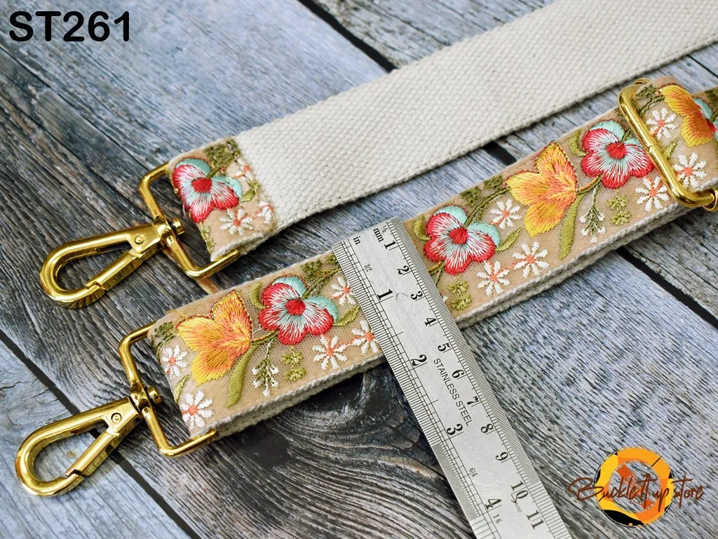 Adjustable Shoulder Tote Bags Strap Gift for Mother Messenger Bag Crossbody Straps  for Purses Embroidered Boho Guitar Strap Handbag Strap