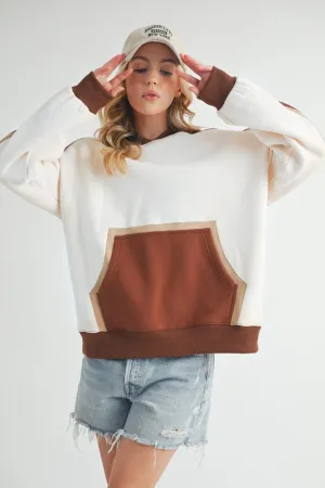 Aemi   Co Color Block Kangaroo Pocketed Hoodie
