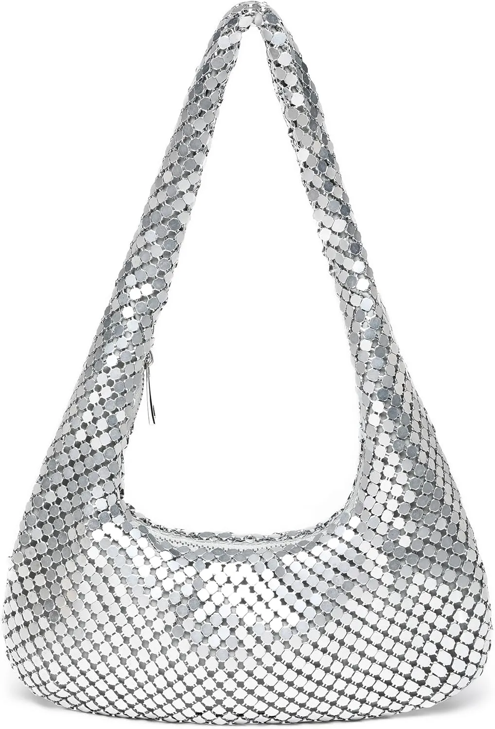 Afashor Womens Metallic Evening Bag Cute Hobo Handbag Fashion Shiny Moon-shaped Shoulder Purse