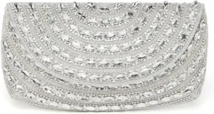 Aheli Clutch Purses Gift for Women Wedding Handmade Evening Handbags Party Bridal Clutch, Silver Color, Onesize