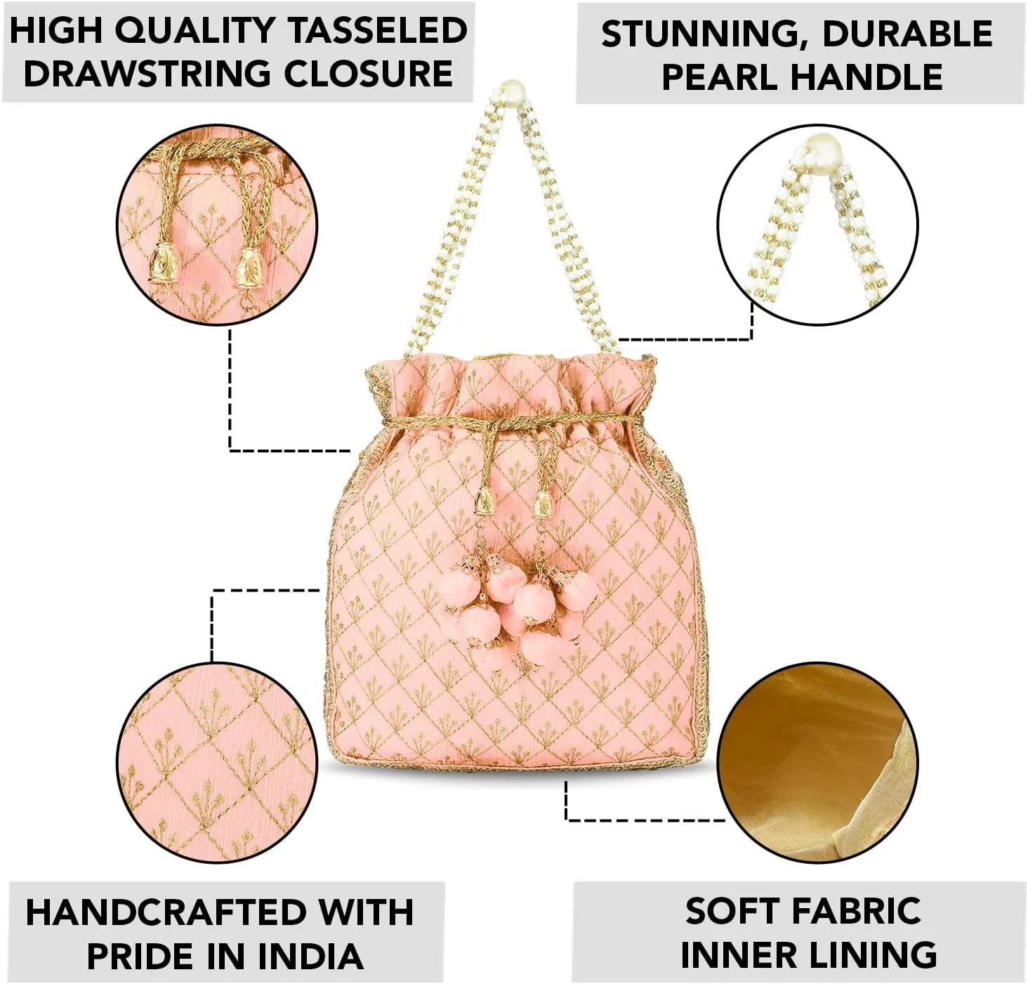 Aheli Potli Bag Gift for Women Handmade Evening Wristlet Handbag Stylish Bridal Purse Fashion Bag
