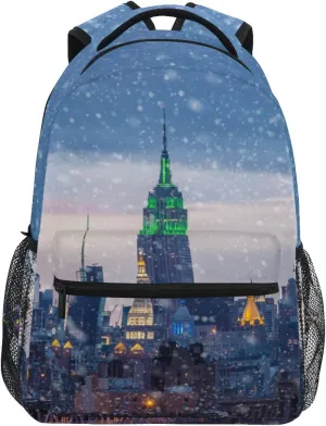 ALAZA Snow Falling Down in New York City Unisex Schoolbag Travel Laptop Bags Casual Daypack Book Bag