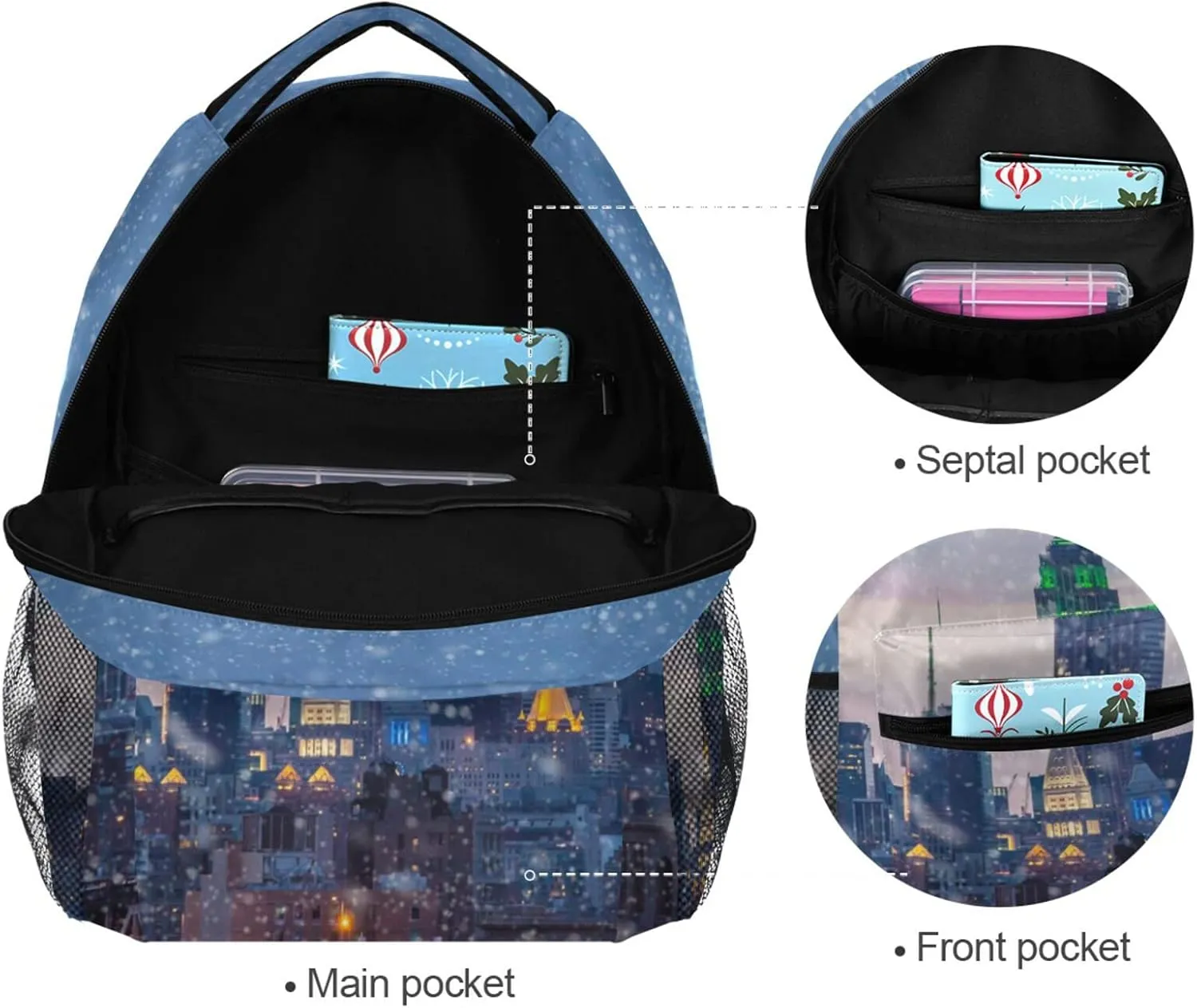 ALAZA Snow Falling Down in New York City Unisex Schoolbag Travel Laptop Bags Casual Daypack Book Bag