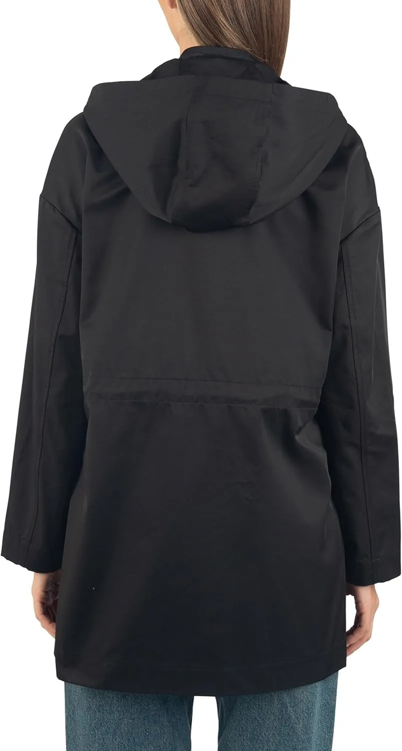 Alpine Swiss Lorie Womens Rain Jacket Removable Hood Long Rain Coat Trench Coat Windbreaker