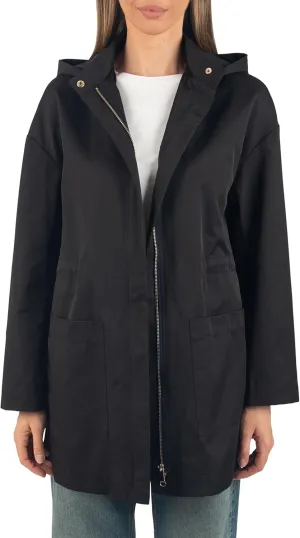Alpine Swiss Lorie Womens Rain Jacket Removable Hood Long Rain Coat Trench Coat Windbreaker