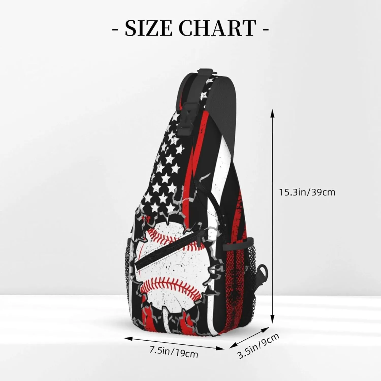American Flag Baseball Chest Bags Crossbody Sling Bag Shoulder Bag Travel Hiking Daypack For Men Women