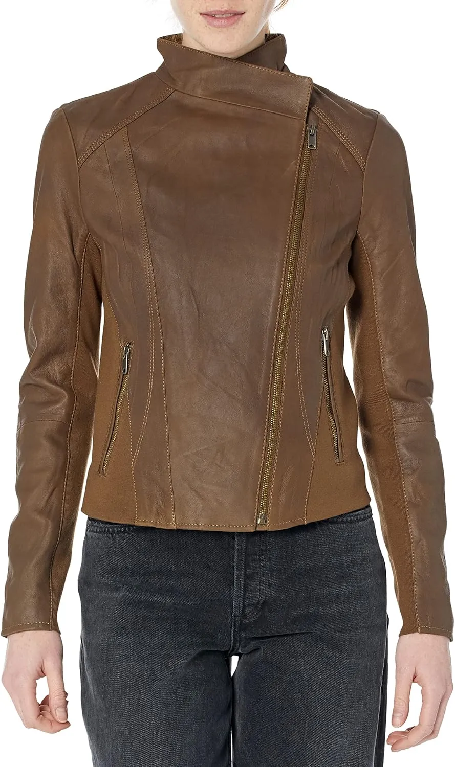 Andrew Marc Women's Asymmetrical Felix Leather Moto Jacket
