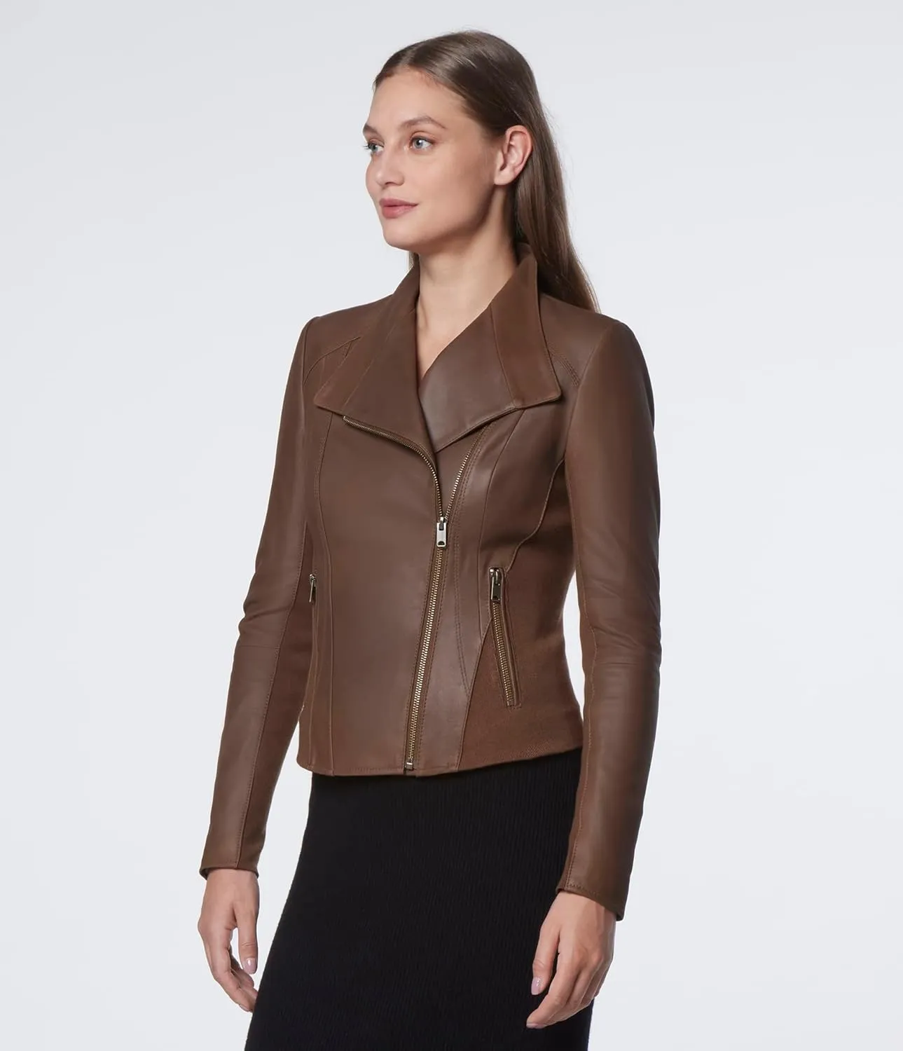 Andrew Marc Women's Asymmetrical Felix Leather Moto Jacket