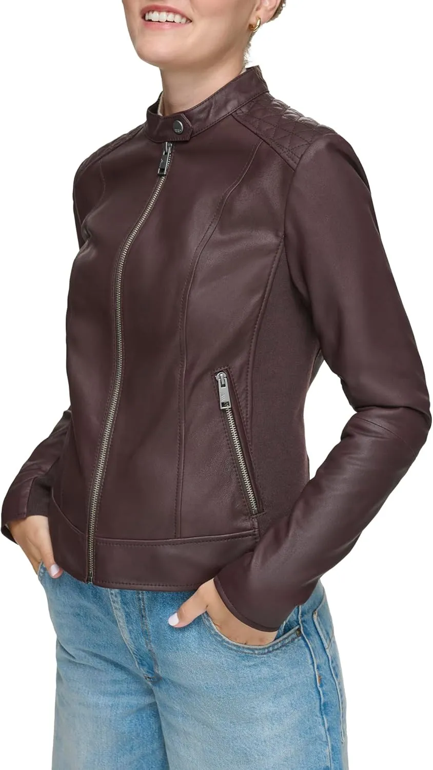 Andrew Marc Women's Glenbrook Leather Racer Jacket