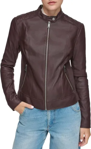 Andrew Marc Women's Glenbrook Leather Racer Jacket