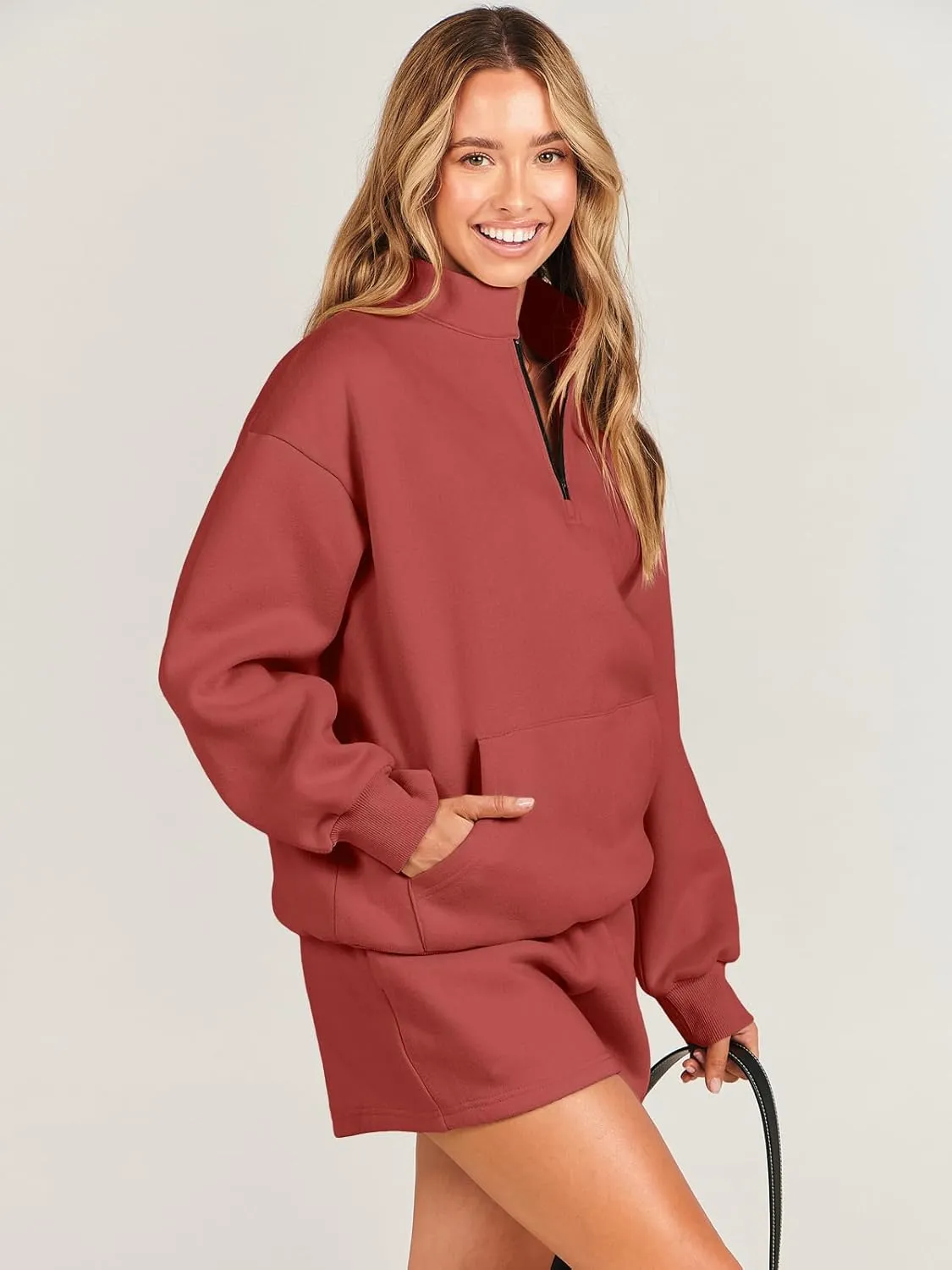 ANRABESS Women 2 Piece Outfits Sweatshirt Shorts Sets 2025 Oversized Casual Lounge Sweat Set Sweatsuit Workout Tracksuit