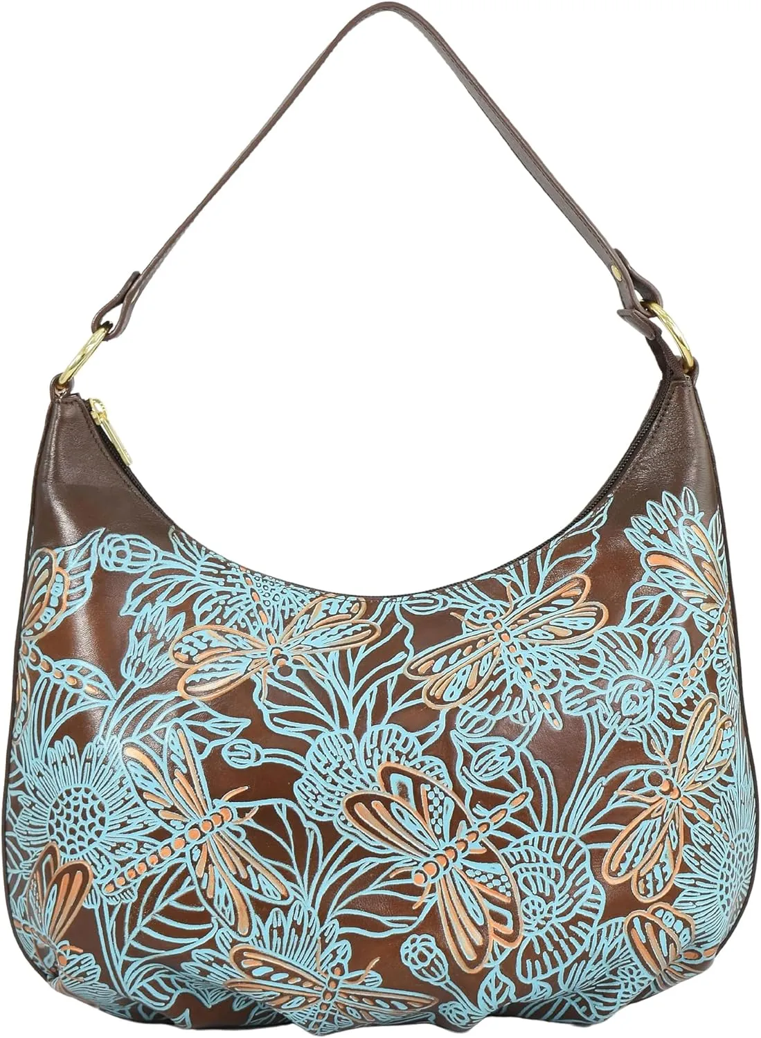 Anuschka Women's Original Hand-Painted Genuine Leather Ruched Hobo