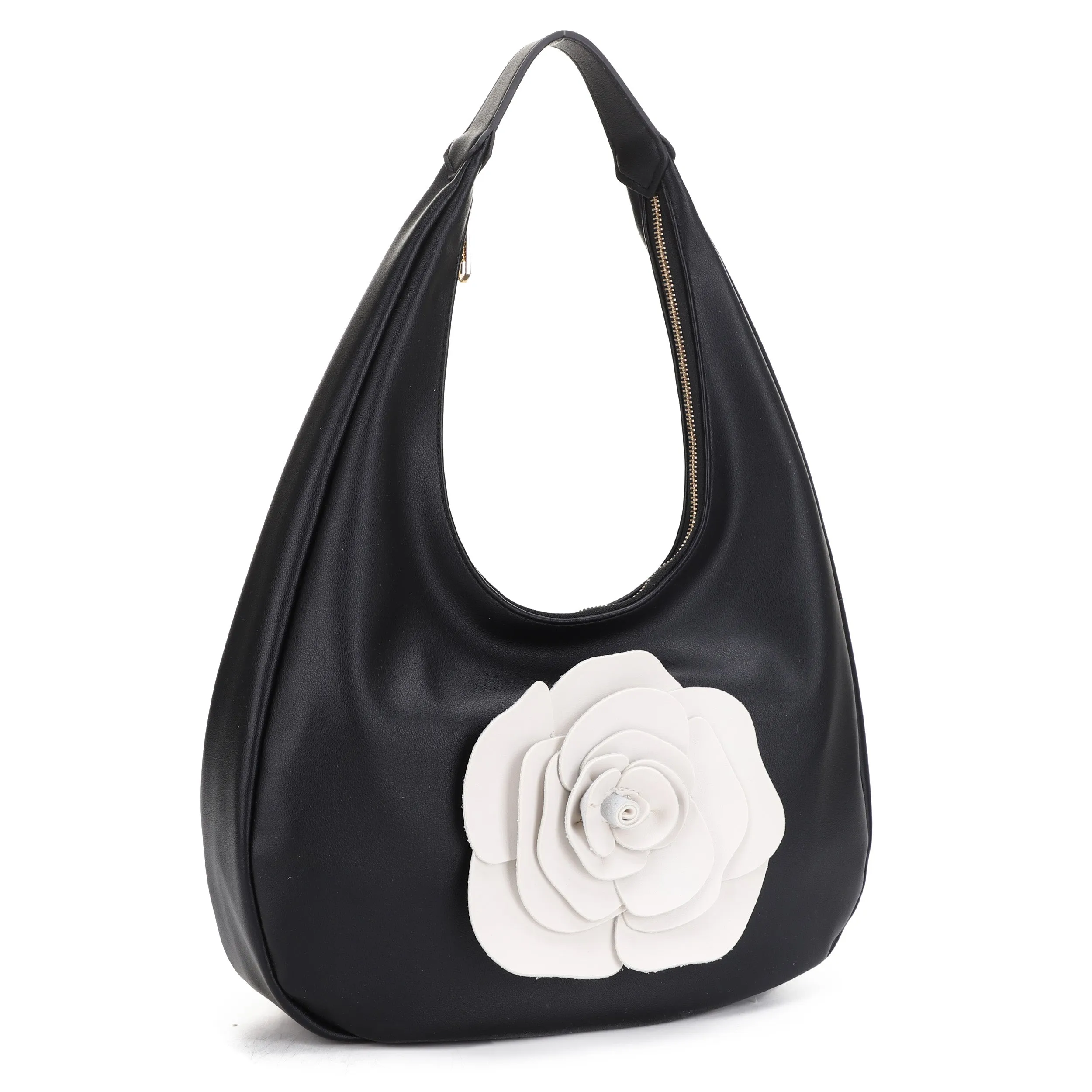 AS20668 Contrast Flower Applique Embellished Hobo