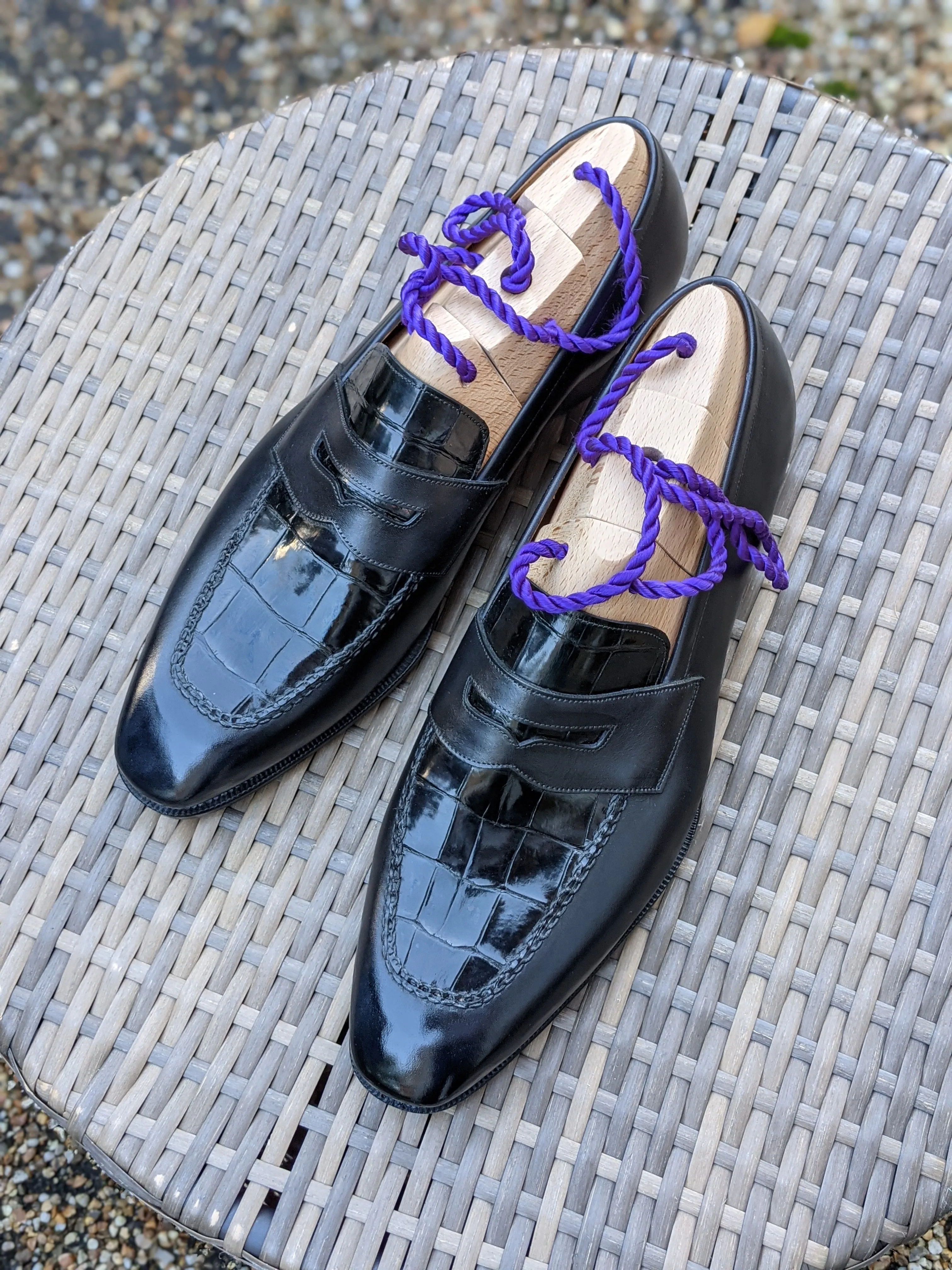 Ascot Sinatra - Black Crocodile & Black Calf