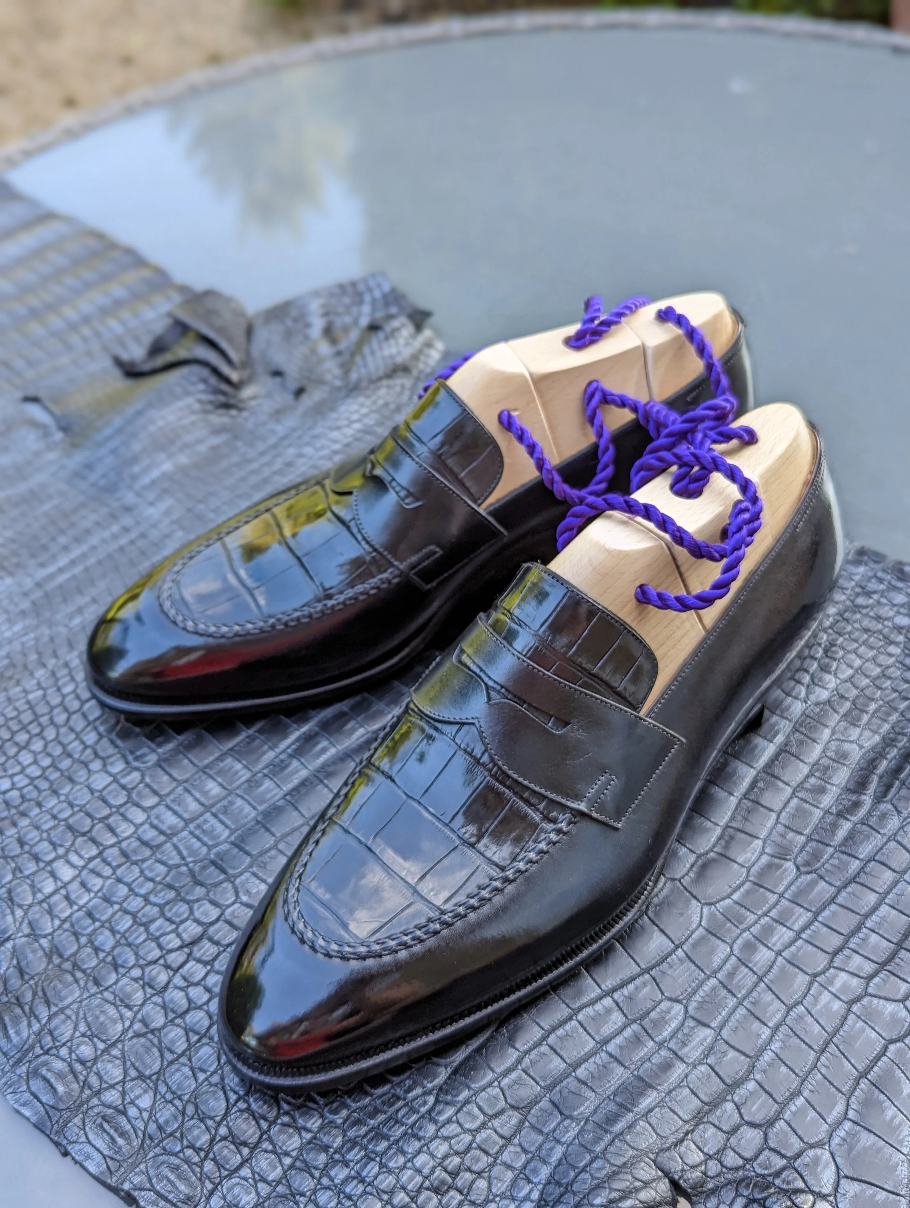Ascot Sinatra - Black Crocodile & Black Calf