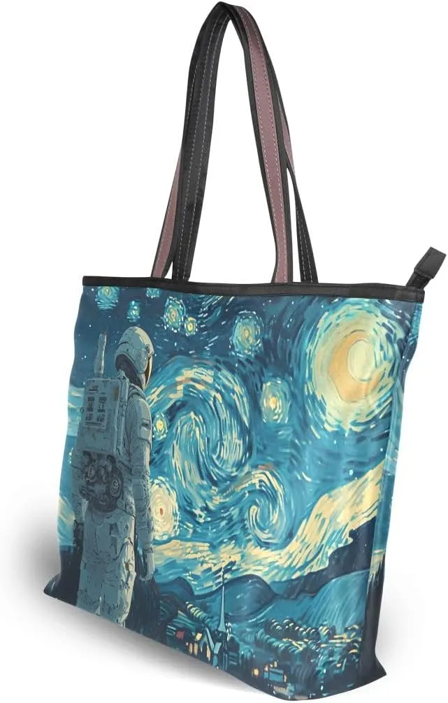 Astronaut Van Gogh Shoulder Bags Large Handle Ladies Handbag