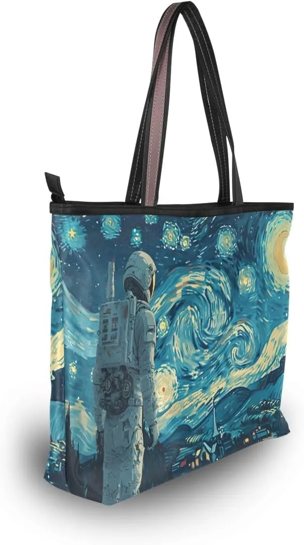 Astronaut Van Gogh Shoulder Bags Large Handle Ladies Handbag